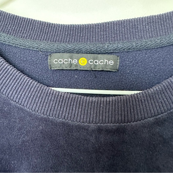 Cache Cache Mixed Media Velour Bulldog Long Sleeve Sweater - Picture 6 of 8